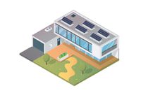 casa con placas solares para 6 personas o 8000 KW