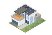 casa con placas solares para 2 personas o con 3 kw de potencia
