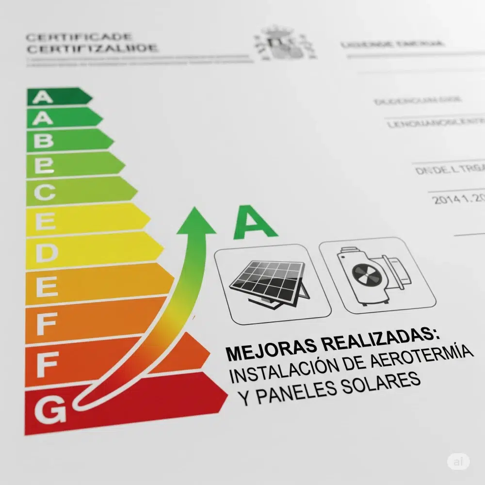 Ilustración de un certificado de eficiencia energética con calificación A o B