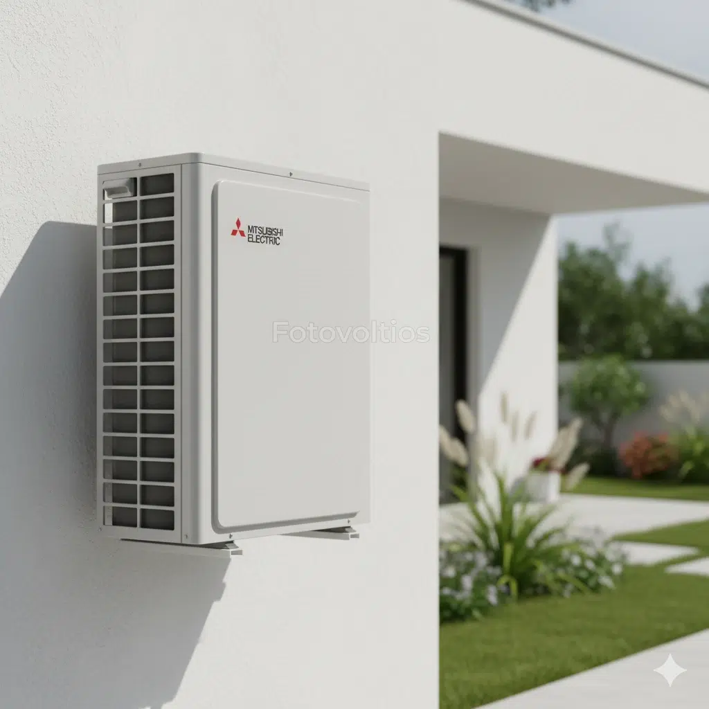 Unidad exterior de aerotermia de alta eficiencia instalada en una vivienda de Aravaca.